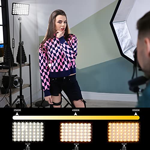 QEUOOIY 2 Packungen RGB LED Videoleuchte mit verstellbarem Stativ /Weißfilter, dimmbares 2500-6500K USB Studio… – Bild 6