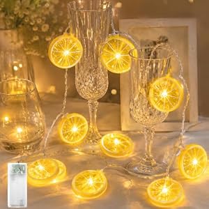 Lichterkette Zitronen, 1,5M 10 LED Zitronenlicht Deko mit Timer