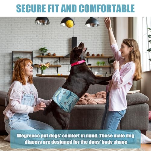 Image of wegreeco Washable Male Dog Belly Band (Stylish Pattern) - Pack of 3 - Dog Diapers Male - Washable Male Dog Belly Wrap (Dolphins, X-Large)
