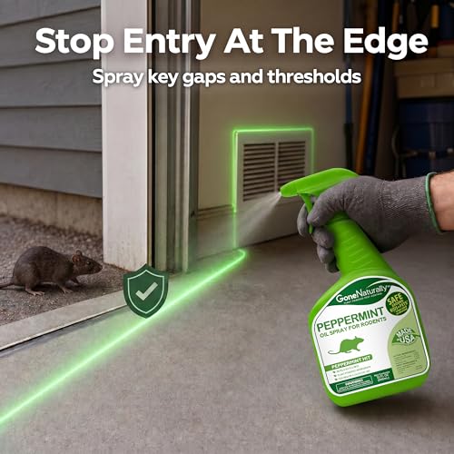 Image of Peppermint Oil Rodent Repellent Spray - Pet & Kid Safe - Indoor /Outdoor Mouse, Rat & Squirrel Deterrent for Home, Garage, Attic, RV & Car Engines (32oz)
