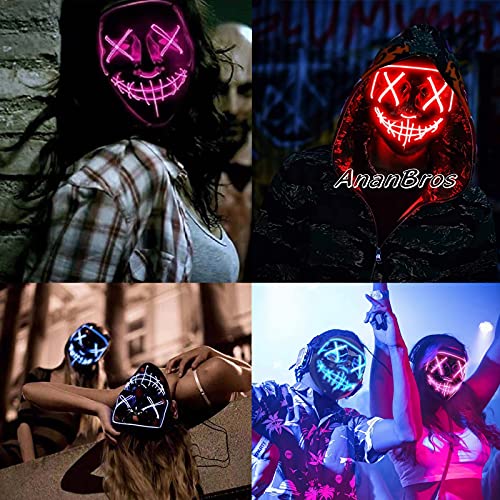 Máscara assustadora de LED de Halloween para festivais, cosplay, fantasia de Halloween, festas de má