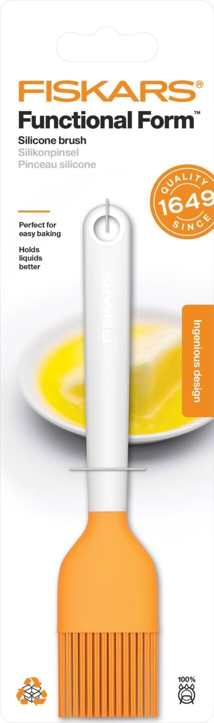 'Fiskars シリコンブラシ、長さ:19cm、合成素材/シリコン、オレンジ/ホワイト、機能性フォーム、1023614