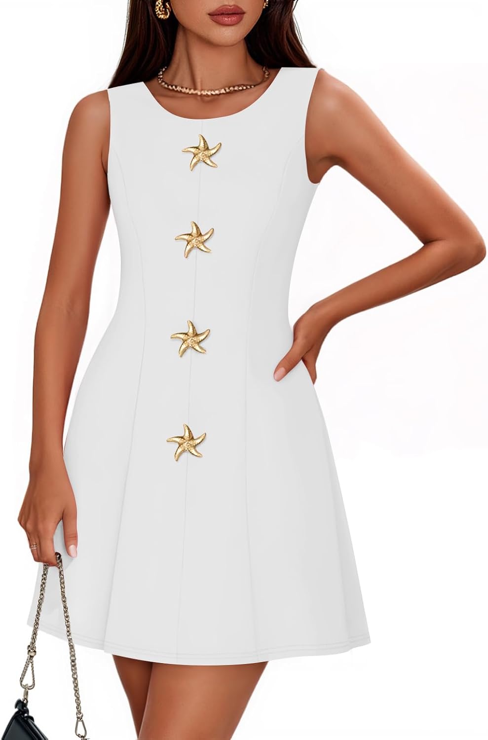 ZESICA Women's Sleeveless Cocktail Mini Dresses 2026 Summer Elegant Crewneck Formal Business Party A Line Short Dress