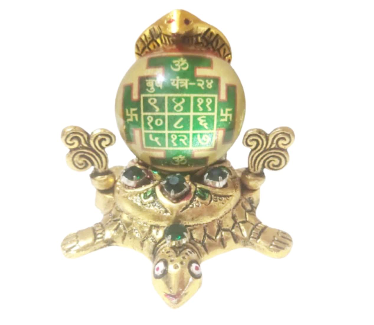 Balaji Traders- Flower Tortoise - Shri Budh Yantra for Pooja Meditation Business Health and Wealth Vyapar vridhi Yantra Navgrah Mandal Multicolour