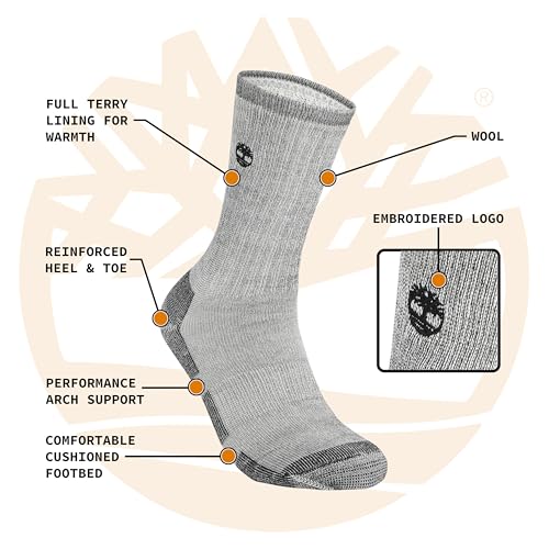 Timberland Men's Wool, Hiking, Winter, Thermal Boot, Full Cushioned Crew Socks with Arch Support2