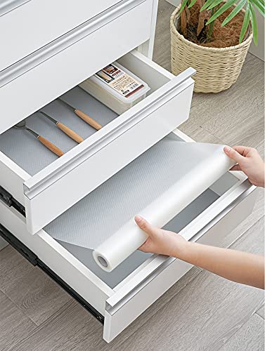 Shelf Liner, 12 x 236 Inch Refrigerator Liners, DIY Cutting Drawer Liners for Kitchen, Non-Adhesive Shelf Liner Kitchen Drawer Mats for Cabinets, Dresser, Cupboard, Table