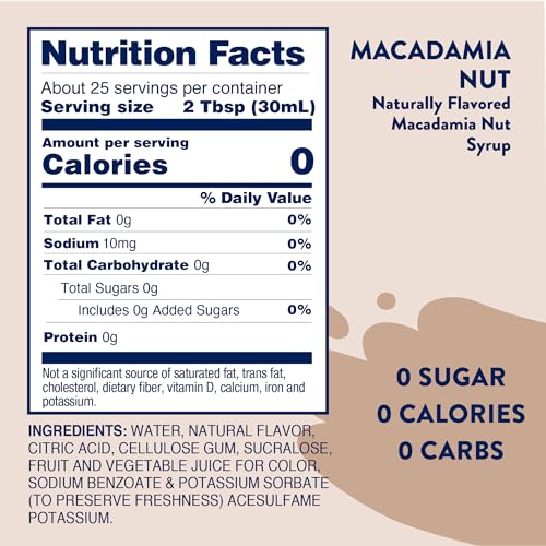 Image of Jordan's Skinny Mixes Sugar Free Coffee Syrup, Macadamia Nut Coffee Flavoring Syrup, Zero Calorie Drink Mix for Lattes, Baking, Protein Shake or Cocktail, Dairy & Gluten Free, Kosher, 25.4 Fl Oz