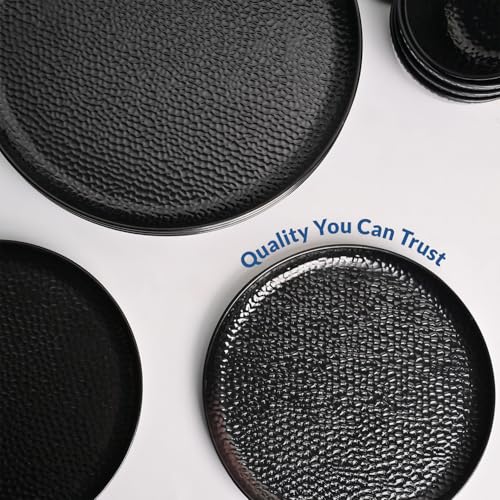 Image of Market99 Heavy-Duty Black Hammered Melamine Dinner Set - 12 Pcs | Includes 4 Dinner Plates, 4 Side Plates & 4 Soup Bowls | Matte Finish Tableware for Daily Dining, Kitchen & Elegant Mealtime Setup