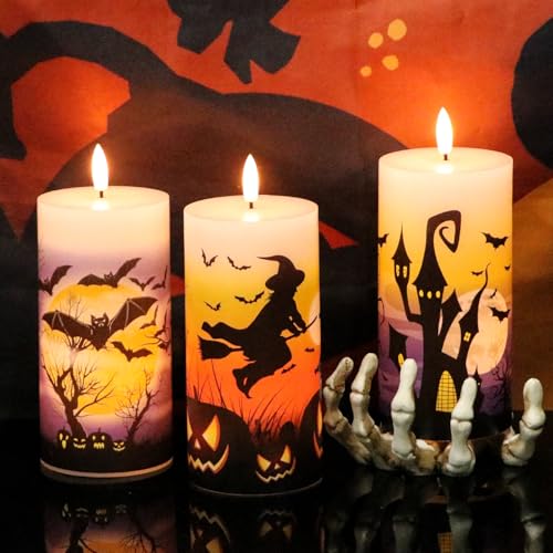Velas LED de cera real sin humo ni goteo para Halloween 6