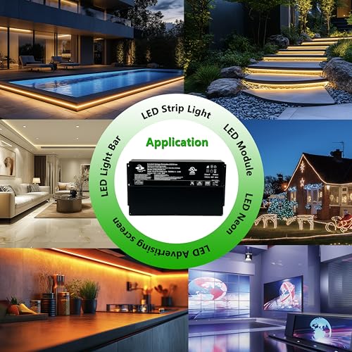 Image of 12V 60W Dimmable LED Driver 110-277V AC to DC Transformer UL Class 2 | Power Supply Junction Box Compatible Triac /ELV /MLV, 0-10V, 1-10V, RX, 10V PWM Dimmer Light Switch for LED Light Flicker Free
