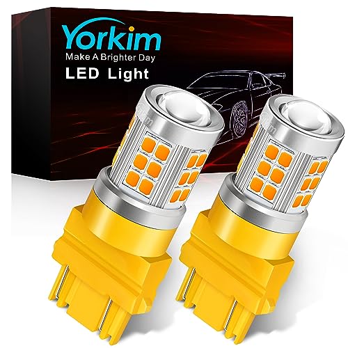 Yorkim 3157 LED Bulb Amber led turn signal bulb, 3157a 3156 led amber lights 3056 3057 4157 bulb led 3157 Replacement for Turn Signal Side Marker Lights, Amber Yellow, pack of 2