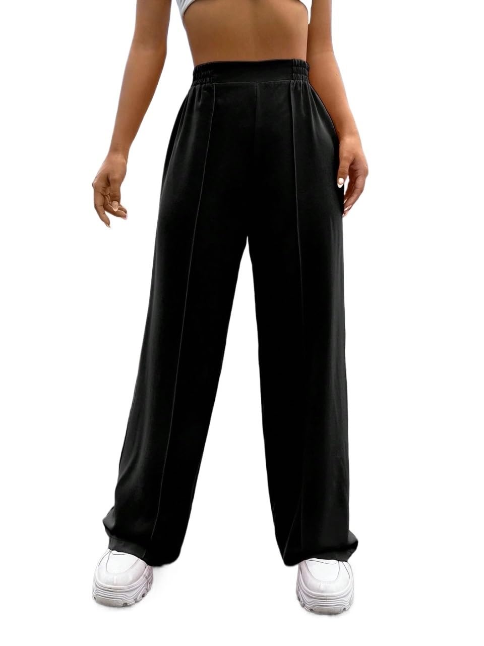 Womens Fall Fall Solid Wide Leg Pants Trousers Black