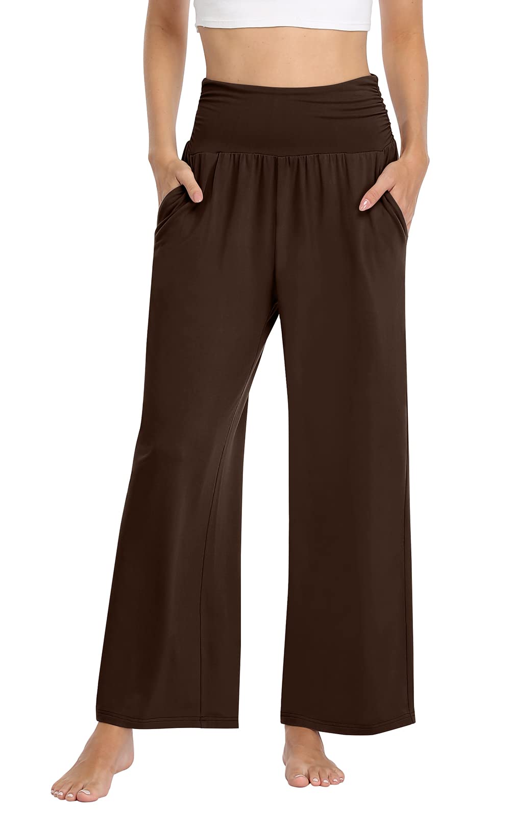 TARSE Womens Wide Leg Pants Casual Loose Yoga Sweatpants Comfy Lounge Pajama Flowy Pants Pockets