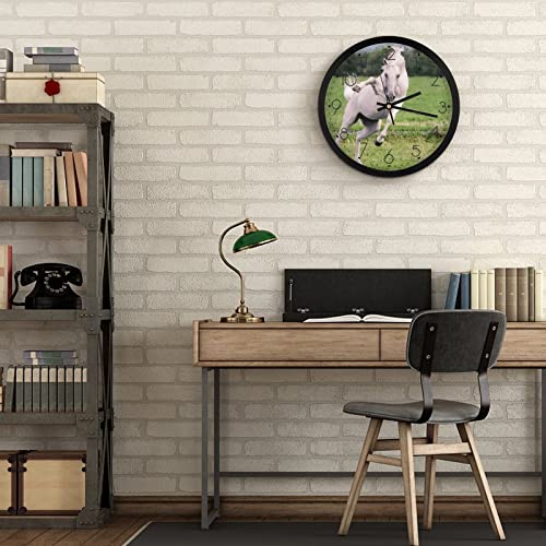Horloge murale décorative cheval blanc grands chiffres chic