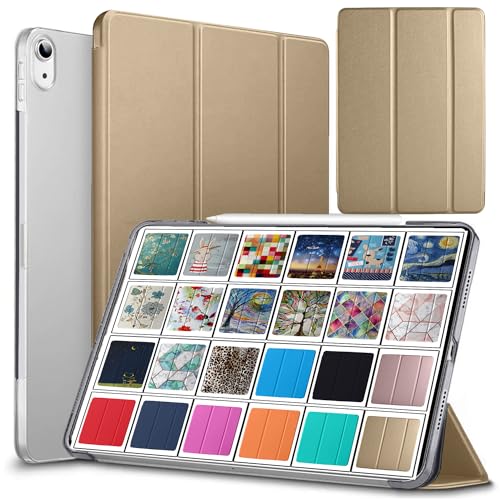 Image of DuraSafe Cases for iPad Mini 6 8.3 Inch 2021 [ Mini 6th Gen ] A2567 A2568 A2569 MK7M3HN /A MLWL3HN /A MK7R3HN /A MK7P3HN /A MK7T3HN /A Trifold Hard Smart PC Translucent Back Cover - Gold