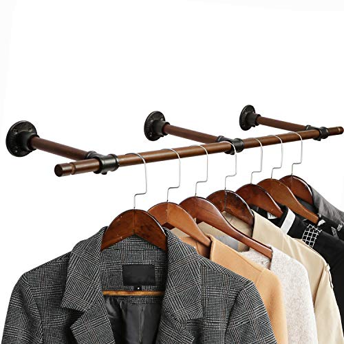 OROPY Rustic Beech Wood Clothes Rack 43.3" Length, Wall Mounted Handmade Wooden Garment