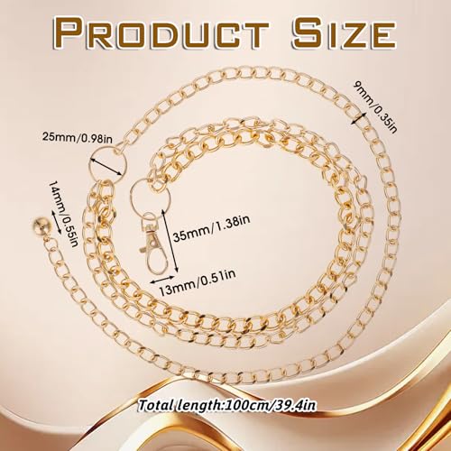 Gold Chain Belt, Gold Belts for Women Metal Waist Chain Adjustable Body Chain Waist Dangling Belt Link Gold Double-Layer Waist Decorative Wedding Belt Chain Fashion Gold Belt for Women Dresses Jeans4