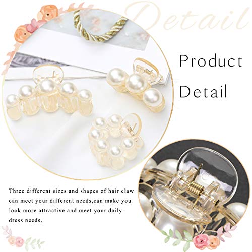 Pinzas para el cabello con perlas champagne, 3 piezas miniatura 3