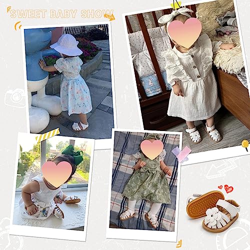 Image of Miamooi Infant Baby Girls Boys Sandals Summer Bowknot Crib Shoes Toddler Pu Leather Flower Soft Rubber Sole Dress Flats First Walker Shoes
