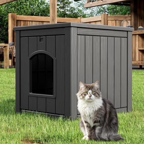 LHBcraft Outdoor Cat House Weatherproof for Winter Outside, Feral...