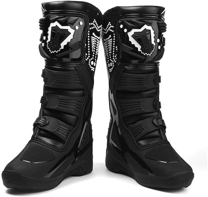 37-47 Motorcycle Boots - Waterproof/Anti-Collision/Breathable/Wear Resistant, Locomotive Riding Boots, Motorcycle Anti-Skid and Anti-Drop Riding Equipment Black-45