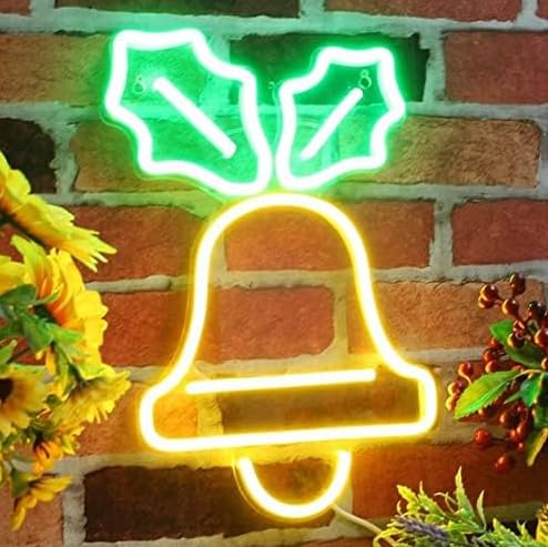 SG PRINT Bell Christmas Neon Decorative Light, Christmas Jingle Bell Neon Sign Decor Light, LED Christmas Indoor Decor for Living Room, Birthday Party, Wedding Party (Small (9 x 11.5 Inch))-image-35