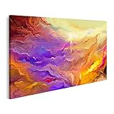 Format: 100x57cm Bild auf Leinwand Abstrakte Bunte Öl Leinwand Textur Hand gezeichnet Pinselstrich Öl Wandbilder Wohnzimmer Wohnung Leinwandbilder GFPL-1P