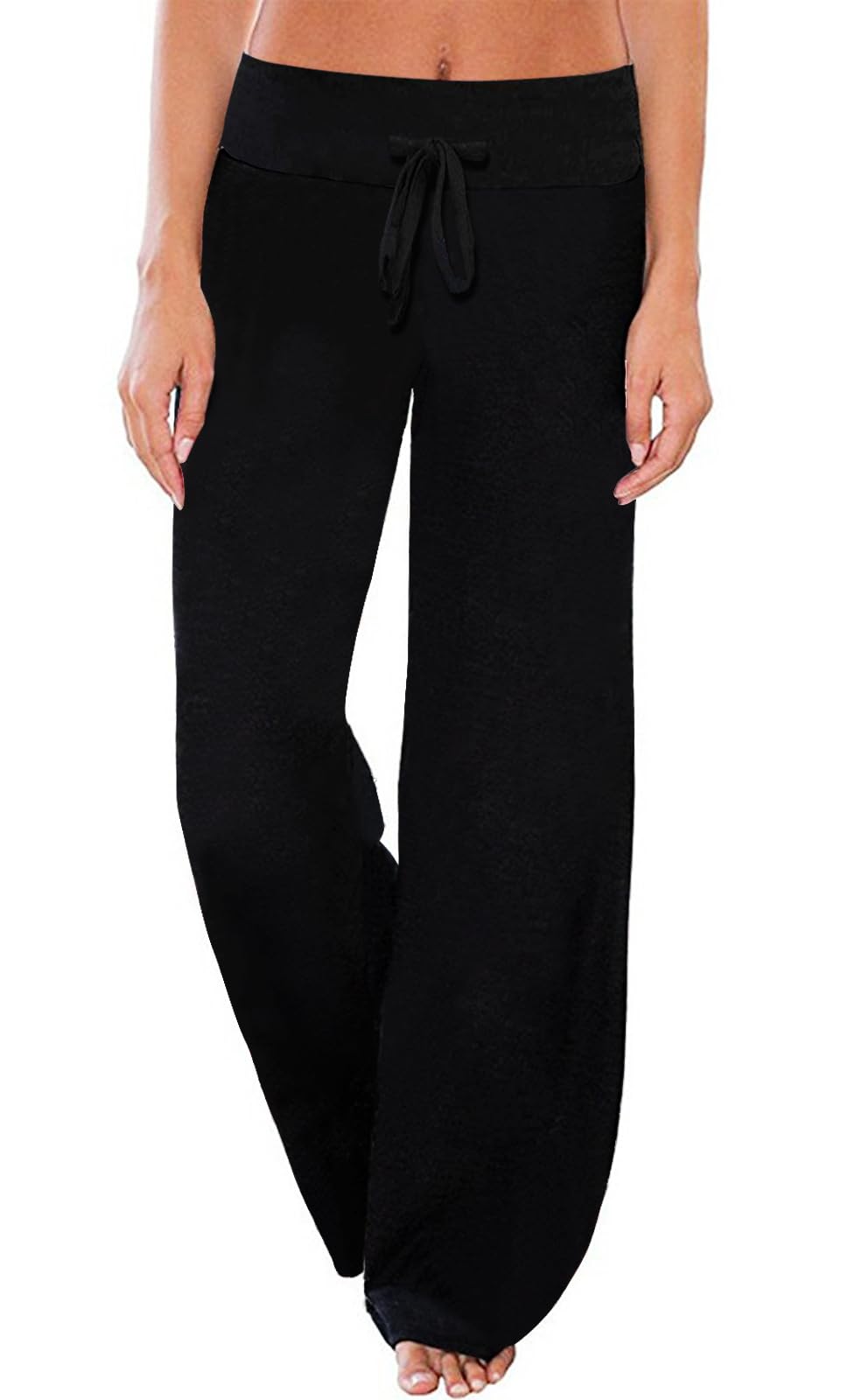 AMiERY Women's Comfy Casual Pajama Pants Floral Print Drawstring Palazzo Lounge Pants Wide Leg