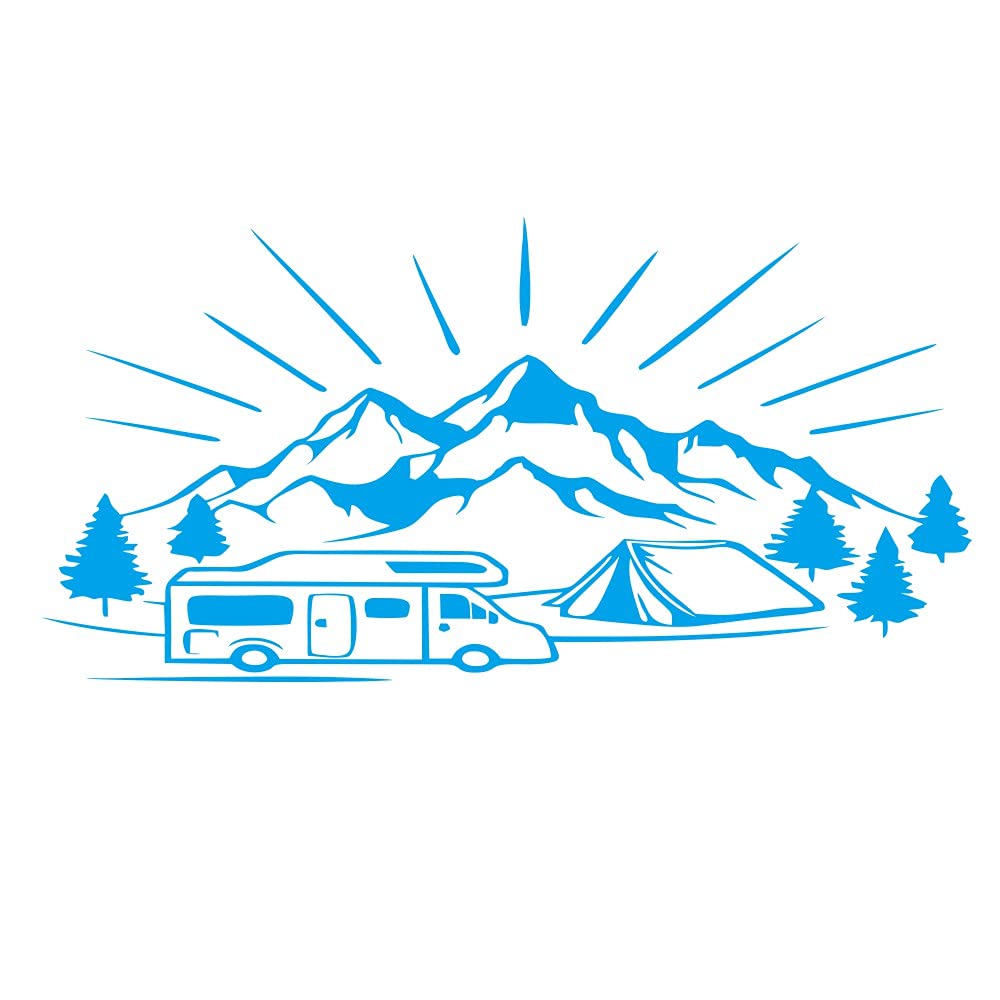 Autocollant porte latérale montagne pour caravane et camping-car