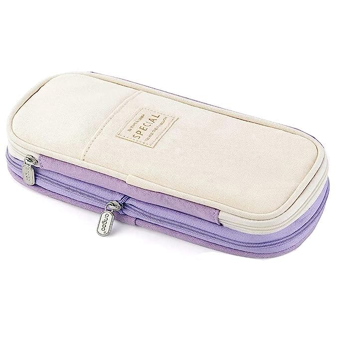 TREXEE Large Pencil Case, Canvas Bags for Pen Pouch, Pencil Pouch for Girls & Boys, Compass Pencil Box for School, Aesthetic Stationary Pouches Kids Office School Supplies (Purple) (B0CH8QGLWV) Amazon Price History, Amazon Price Tracker