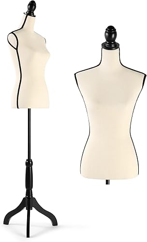 HOMBOUR Cuerpo de maniquí femenino, torso de maniquí de costura, forma de vestido ajustable de 52 a 67 pulgadas de altura con soporte de trípode