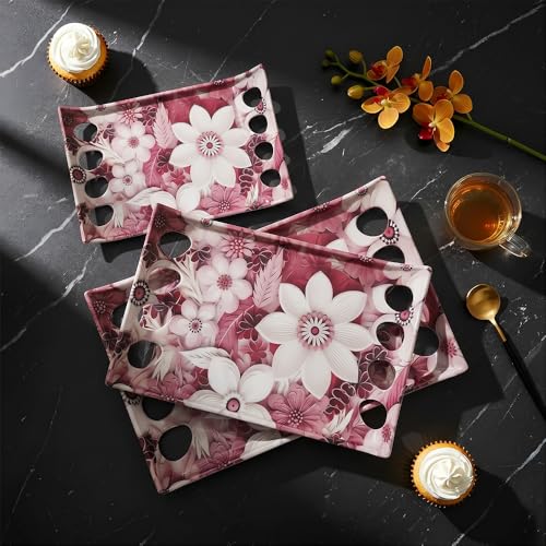 Image of U.P.C Tray Set for Serving /Serving Tray Set of 3 / Premium Printed Tray for Serving /Multi-Use Nashta Plate (Small, Medium & Large)