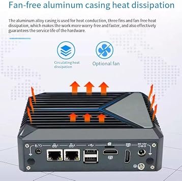 12th Generation Mini Host, Fanless Industrial Computer, Intel N100, 4 Cores and 4 Threads, 2* Intel i225-V 2.5G Network, 1*DDR4 3200MHz Memory, 4K HDMI Dual COM No RAM, No SSD