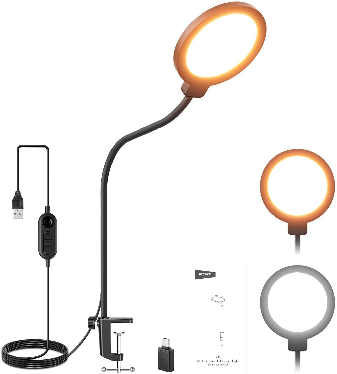 Foco LED CRI80+ de pantalla completa para grabación con webcam N32 8