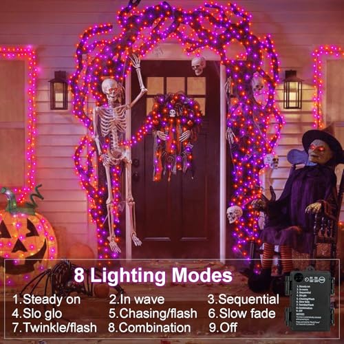 Image of 2 Pack Battery Halloween String Lights Total 20Ft 400 LED Cluster Lights
