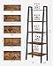 VASAGLE Ladder Shelf, 5-Tier Bookshelf, Storage Rack, Bookcase with Steel Frame, for Living Room, Home Office, Kitchen, Bedroom, Industrial Style, Rustic Brown and Ink Black ULLS45X