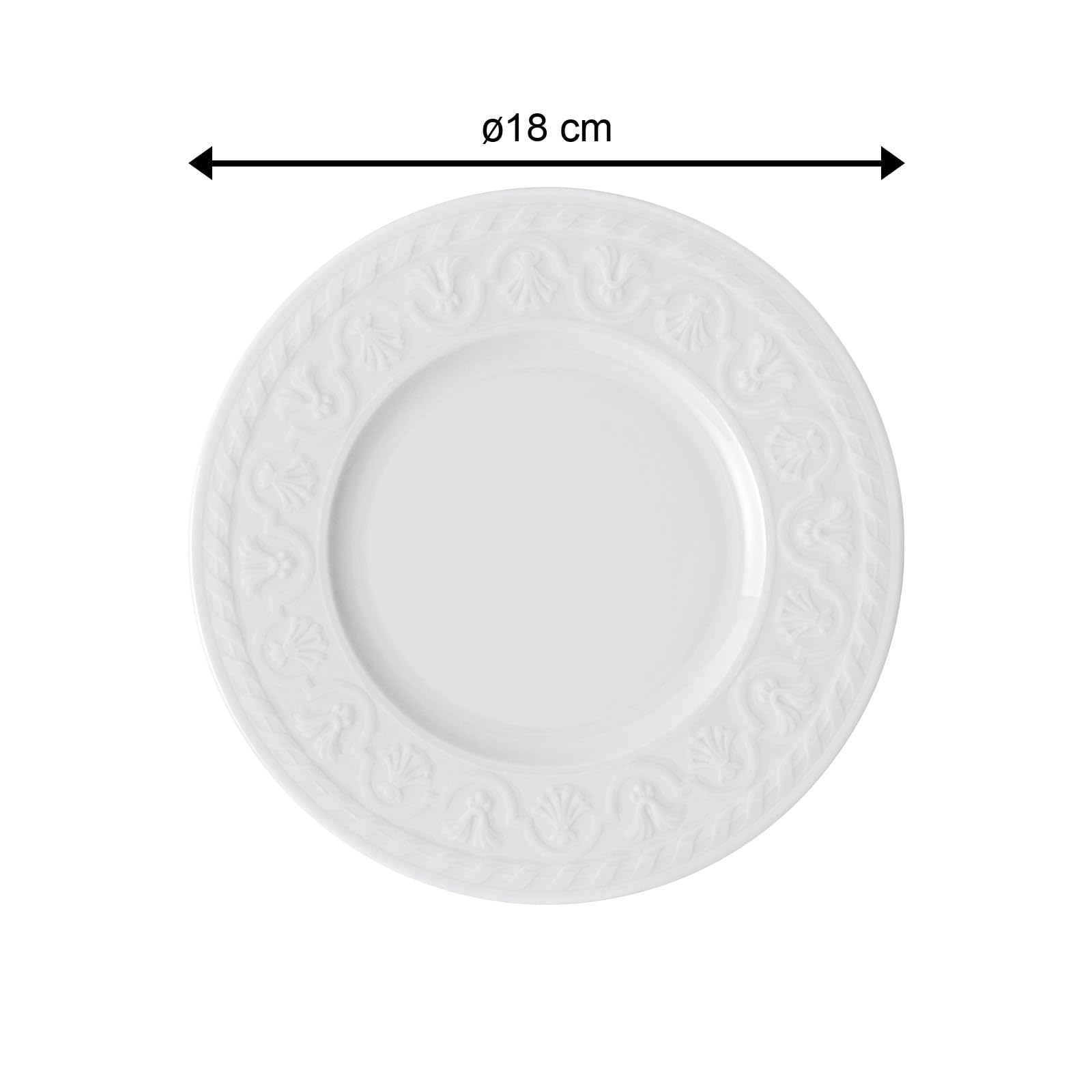 Villeroy & Boch Cellini Lot de 6 petites assiettes à pain Blanc classique avec relief antique en porcelaine de qualité supérieure Ø 18 cm