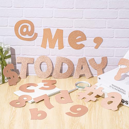 Image of Colarr 216 Pcs Glitter Bulletin Board Letters for Classroom Alphabet Punctuation Symbol Cutout Die-Cut Poster Letter with Adhesive Dot School Party Holiday Decor Display (Champagne,4 Inch)
