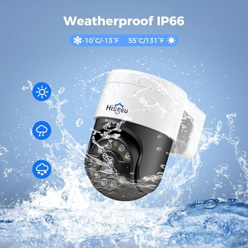 Image of Hiseeu 4K PoE Security Camera System with 8pcs 5MP PoE PTZ Cameras | Color Night Vision,300 Pan 90 Tilt, Human Tracking 2-Way Audio, 24 /7 Recording for Outdoor Indoor
