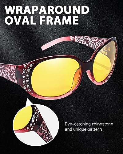 IGnaef Night Driving Glasses for Womens Polarized Yellow Night Vision Glasses Anti Glare IF0083