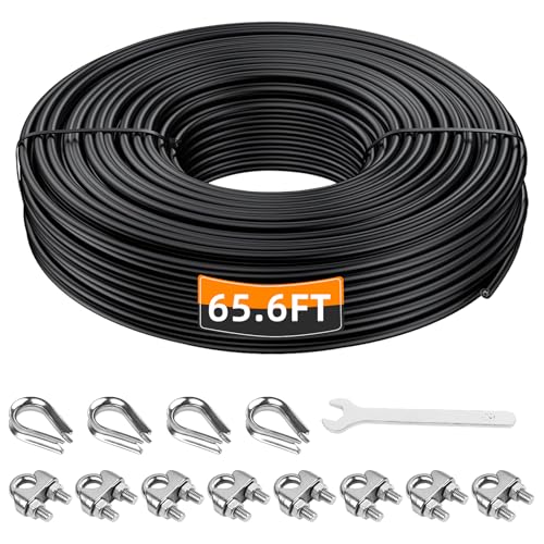 LFJ Cable de Acero para Fitness, Cuerda Gimnasio Alambre Resistente Poleas para Cables Máquina Accesorios Gym en Casa Equipo de Levantamiento de Pesas (20 Metros)