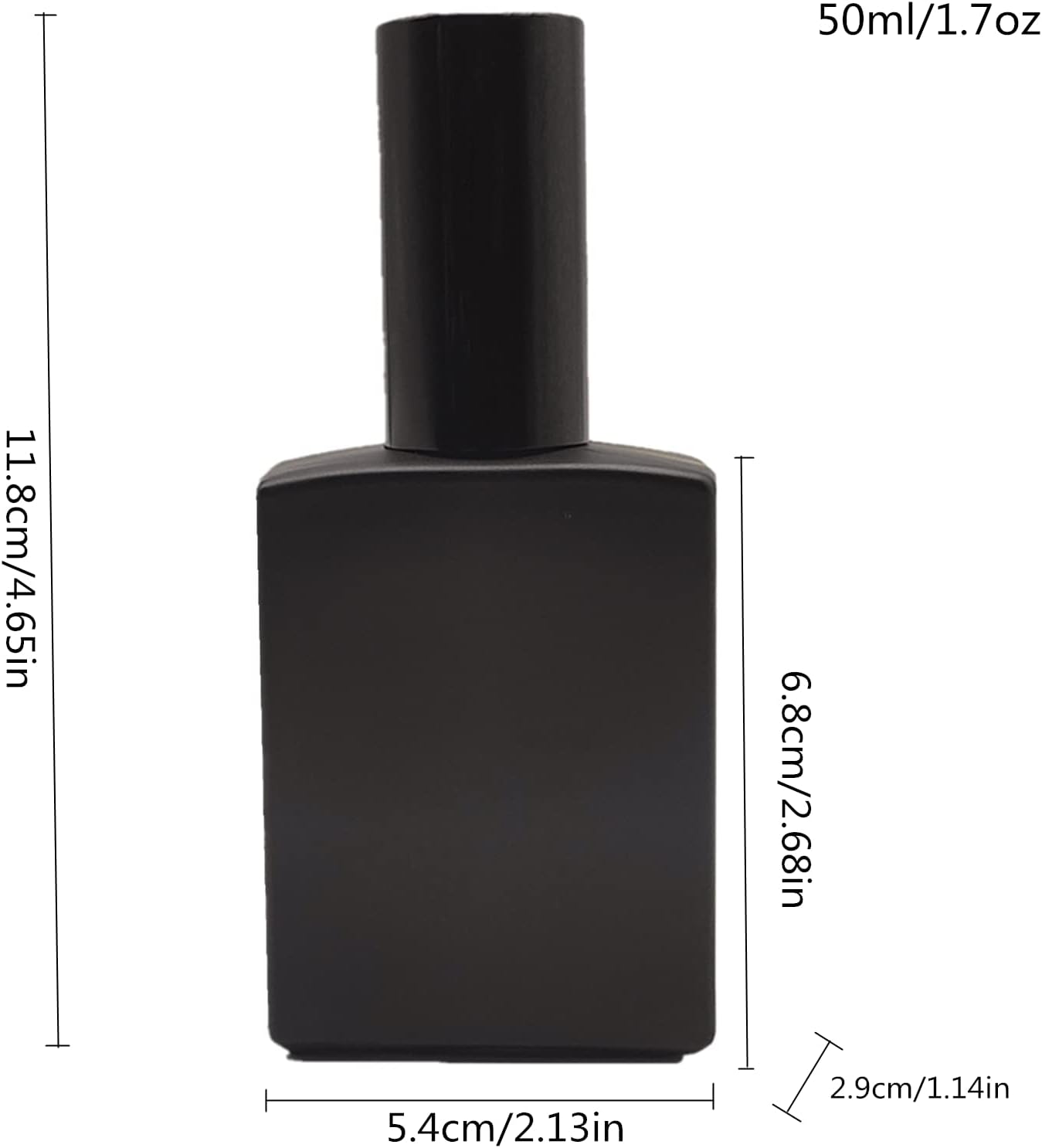 8PCS Square Glass Spray bottle,1.7oz Small Refillable Container with Fine Mist sprayer,Perfume bottle (50ml, Matte Black)