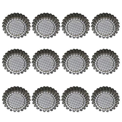 DOITOOL Round Lace Egg Tart Molds Stainless Steel Baking Cups Non-Stick Reusable Tartlet Tins for Muffins Pies Cheesecakes and Desserts