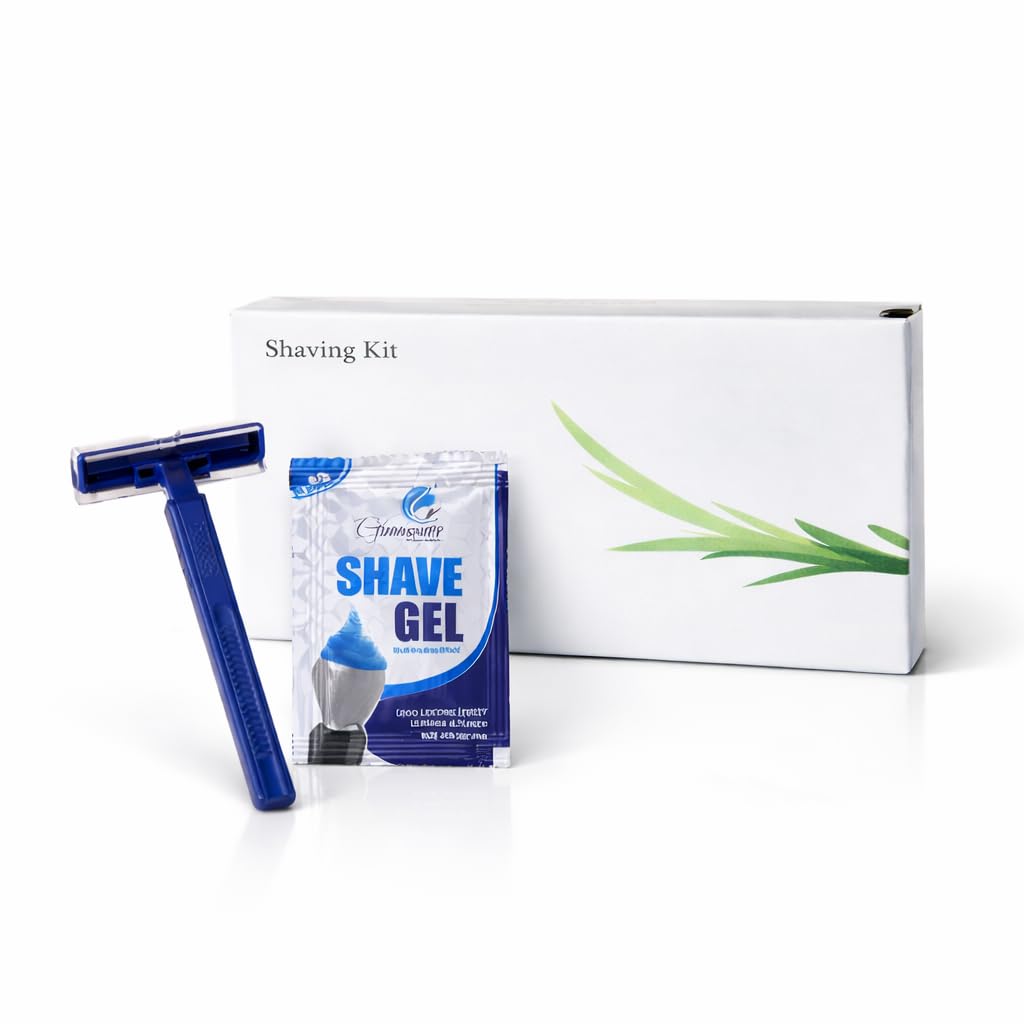 Sevenhills Toiletries 50 Sets Hotel Shaving Kit – 1 Razor & 1 Shaving Gel Sachet (4g) Per Box | Guest Room Toiletries, Travel & Wedding Amenities