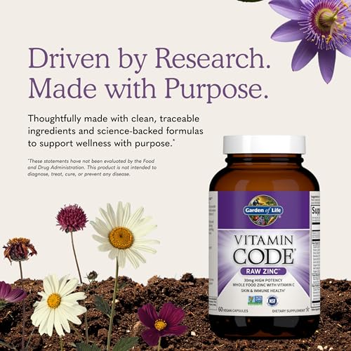 Garden of Life Vitamin Code Raw Zinc Supplement 30mg, 60 Vegan Capsules | Vitamin C, Whole Food Supplement for Immune Support, Skin Health, Eye Health and Prostate Health - image 6