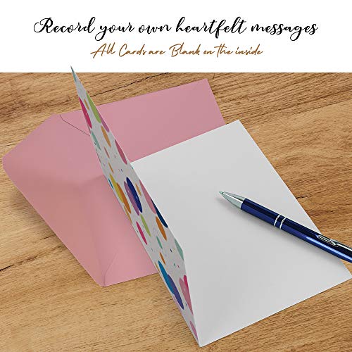Dessie 50 Blank Cards With Envelopes - Set of 50 Different 4x6 Inch Blank Greeting Cards w/ Colored Envelopes & Gold Seals. Colorful Designs - No Repetition. All Occasion Note Cards with Envelopes Set