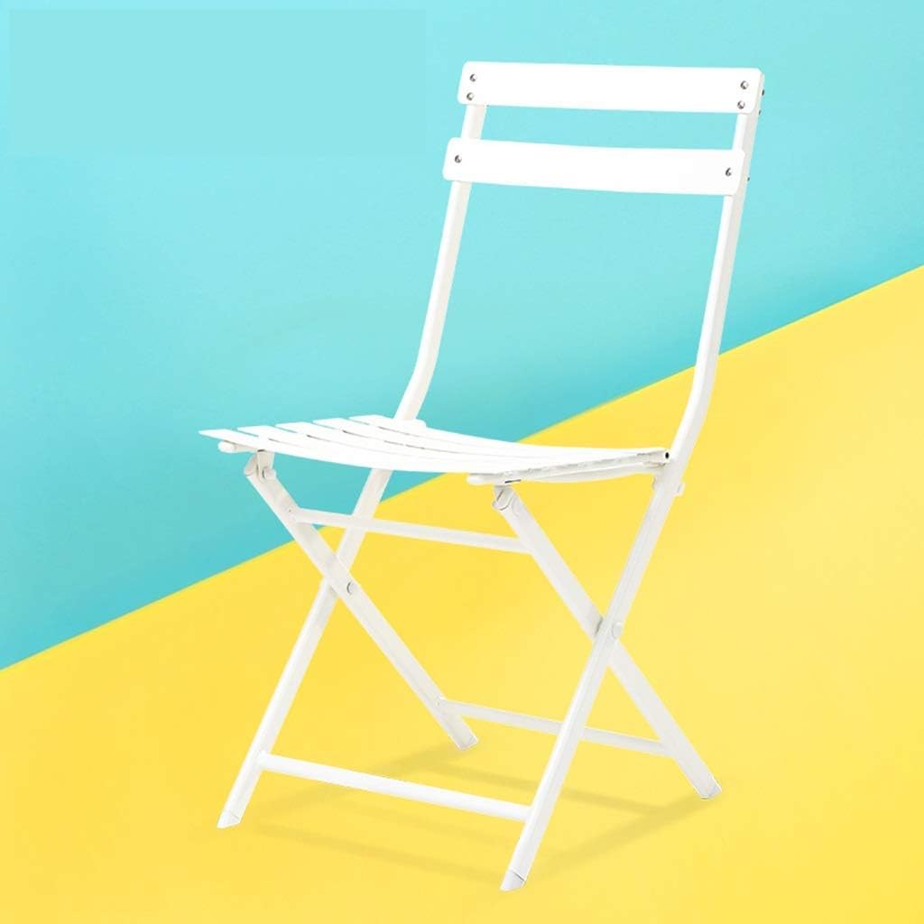 Folding Chair Dining Chair Fashion Simple Wrought Iron Chair European Balcony Leisure Chair Metal Chair (Color : Blue) Colour:Green (Color : Blue)