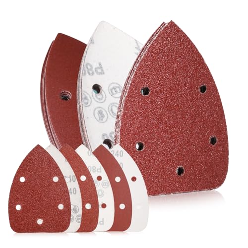 Sarakshop 30Pcs Mouse Detail Sander Sandpaper Premium 40 80 240 Grits Sanding Paper Assorted Sanding Pads 5-Hole Hook-and-Loop Replacement Pads for Detail Orbital Sanders