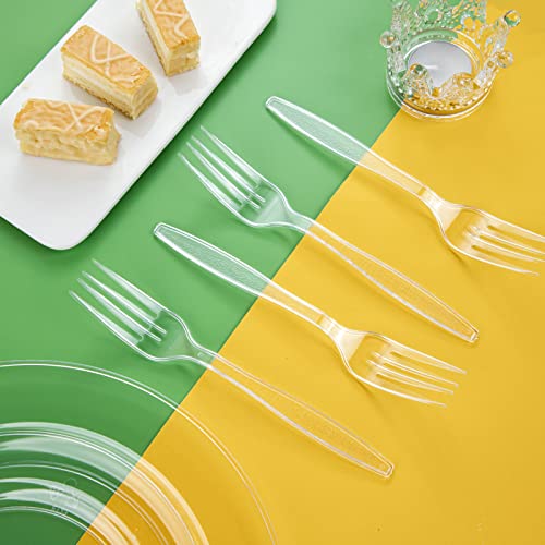 Ciaell 500Pcs Clear Plastic Forks - Heavy Duty Plastic Forks - 7Inch Heavyweight Plastic Forks - Disposable Clear Forks - Clear Plastic Cutlery For Parties Weddings Restaurant #TOP3