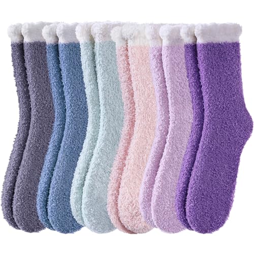 Image of FNOVCO Womens Fuzzy Socks Super Soft Fluffy Winter Warm Cozy Home Sleeping Socks
